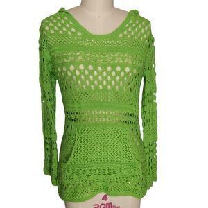 Green Crochet Knit Pullover
